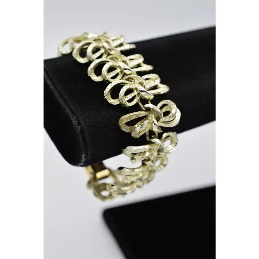 Coro Pegasus Vintage Bracelet Chunky Multi-Tone Metal Linked Signed 1940s Bin5